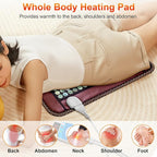 Natural Blue Jade Heating Pad, Infrared Heating Pad, Far Infrared Heating Pads with Travel Bag and Chair Strap, Smart Controller with Memory Function, Auto Shut Off (Brown, 25 in x 18 in)