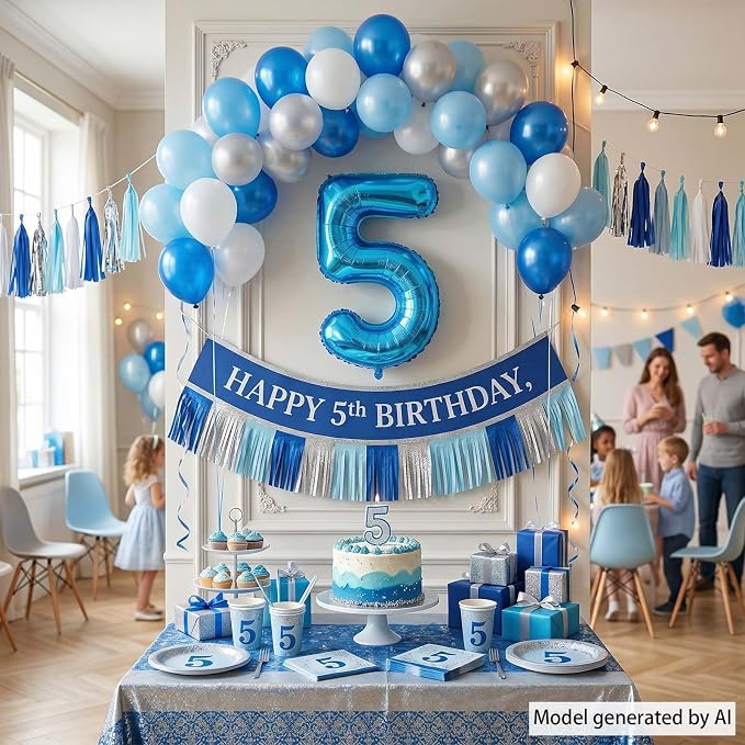 Light Blue Number 5 Balloon 40 Inch, Foil Numeral - Image 6