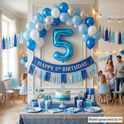 Light Blue Number 5 Balloon 40 Inch, Foil Numeral - Image 6