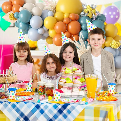 Retro Blue Mustard Yellow Balloon Arch Kit, Here Comes Balloon Garland - Image 4