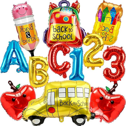 Back to School Balloons 12pcs Welcome School Bus Balloon Colorful Schoolbag by Lukinuo
