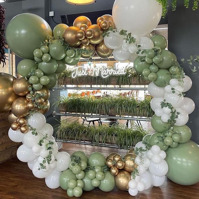 Sage Green Balloons, Different Sizes Eucalyptus Avocado Green Latex Helium - Image 6