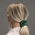 Silk Scrunchies for Hair 100% Mulberry Silk Hair Ties 3 Pack(Navy Blue, Emerald, Apricot)