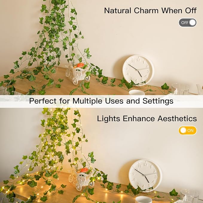 33FT 100LED Ivy Vine Fairy Lights Battery Operated Copper Wire | String Lights - Image 3