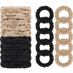 WantGor Hair Ties, Women 10PCS Hair Bands No Damage Elastic Scrunchies Seamless Ponytail Holders Hair Accessories Head Bands for Women's Thick Thin Hair (Black, Khaki)