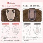 Hairro Human Hair Toppers with Wispy Bangs, 3.5x4.7" Hand-wovened Base for Women with Thinning Hair, Lightweight & Breathable Realistic Scalp, Clip-in Hairpieces for Easy Wear, 12 Inch Cocoa Brown