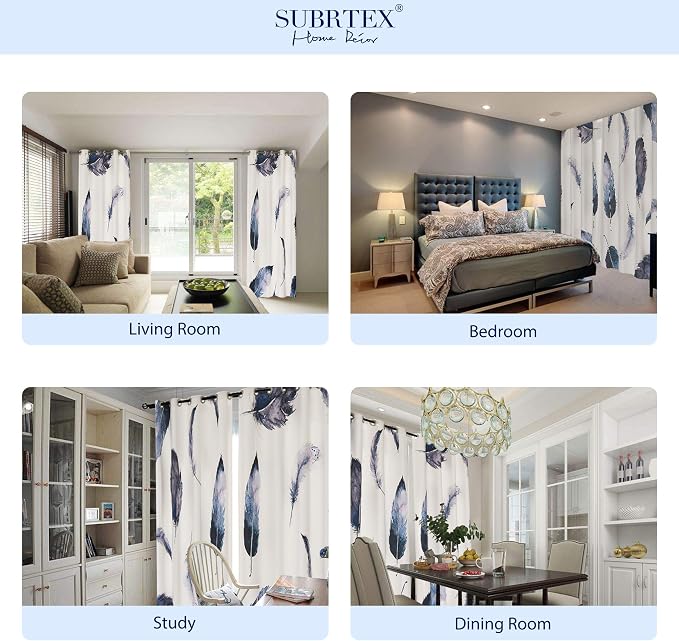 SUBRTEX Boho Leaf Printed Curtains 84 inch Long 2 Panels, Room Darkening - Image 6