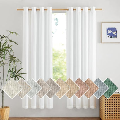 NICETOWN Thick Linen White Curtains 72 inches Long by NICETOWN