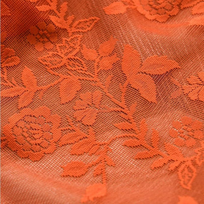FINECITY Burnt Orange Floral Lace Curtains - Image 6