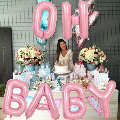40 Inch Pastel Pink OH BABY Balloon - Image 5