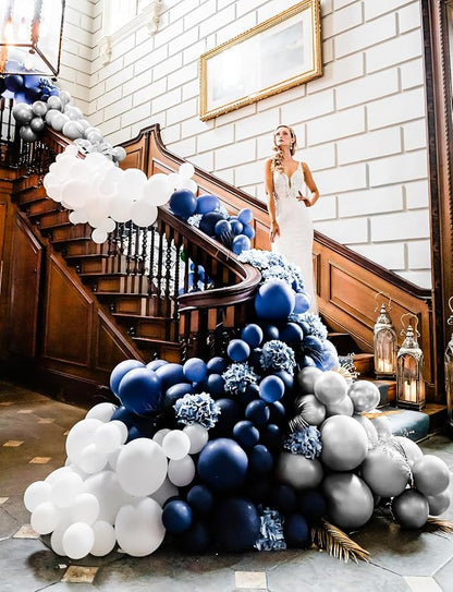 Navy Blue and Silver Balloons, Baby Shower, Anniversary, Father's Day Decor - Image 5