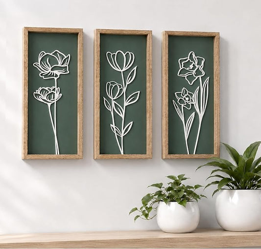 Tide and Tales 3d Green Wall Art, Wooden Botanical Wall Decor, Lightweight by TideandTales