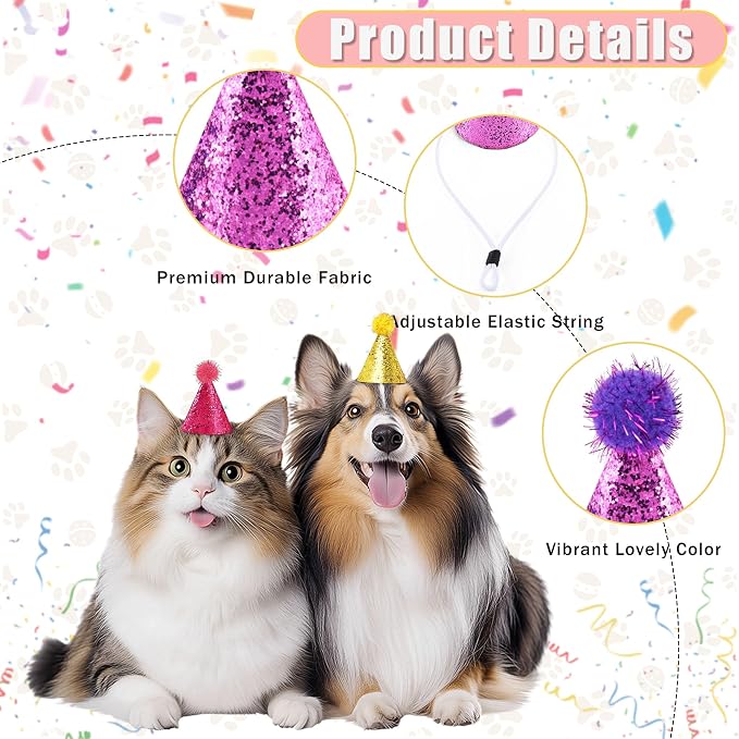 CANREVEL Mini Party Hats for Stuffed Animals Headwear, Birthday Hats - Image 5