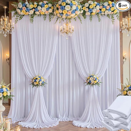30×14 ft White Wrinkle Free Backdrop Curtain, Soft Silky Polyester Wedding by ENJOYYOURPARTY