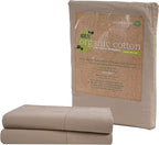 Lane Linen 100% Organic Cotton Pillow Cases Standard Size Set of 2 (20"x26") - Cotton Pillowcases Standard Size - Soft Brown Pillow Cases Set of 2 - Standard Pillow Case Pack of 2 - Taupe