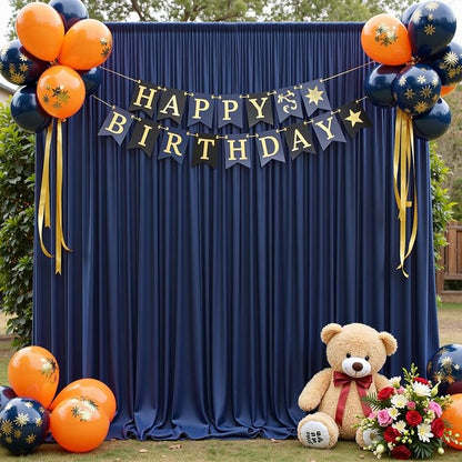50ft x 12ft Wrinkle Free Navy Blue Backdrop Curtains - Image 8