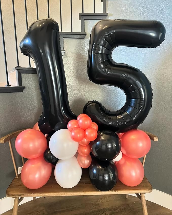 60 Balloon - Black Birthday Number Balloons, 40 Inch Decorations Men Women | - Image 7