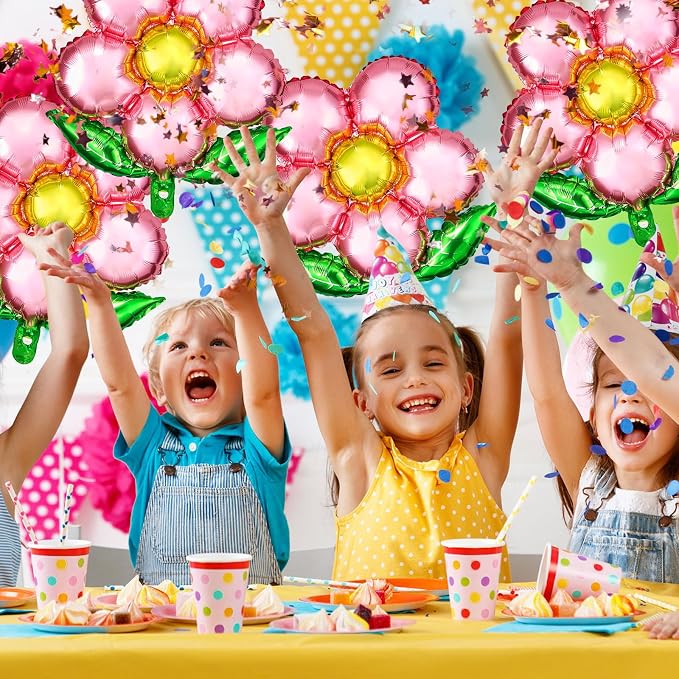 Skylety 16 Pieces Flower Foil Balloons 18 Inch Beautiful Floral Colorful Flower - Image 6