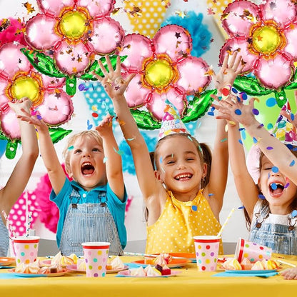 Skylety 16 Pieces Flower Foil Balloons 18 Inch Beautiful Floral Colorful Flower - Image 6