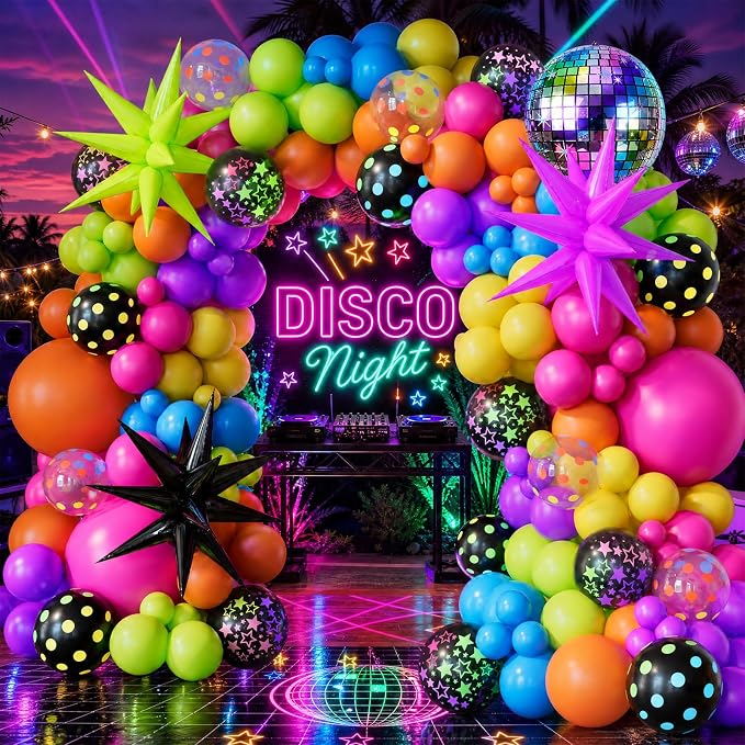 Neon Balloon Garland Arch Kit Neon Birthday Party Decorations | Hot Pink Orange - Image 6