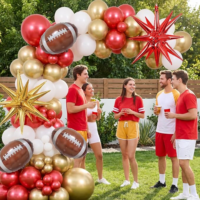 Red and Gold Football Balloon Arch Garland Kit, American Rugby Decor - Image 6