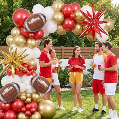 Red and Gold Football Balloon Arch Garland Kit, American Rugby Decor - Image 6