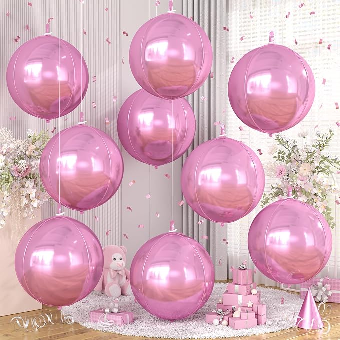 Pink Round Foil Balloons 9 pcs by Cledeco
