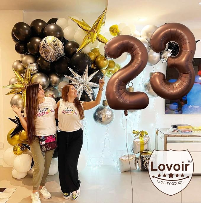 40 Inch Coffee Brown Number 1 Balloon Large Size Jumbo Digit Mylar Foil Retro - Image 8