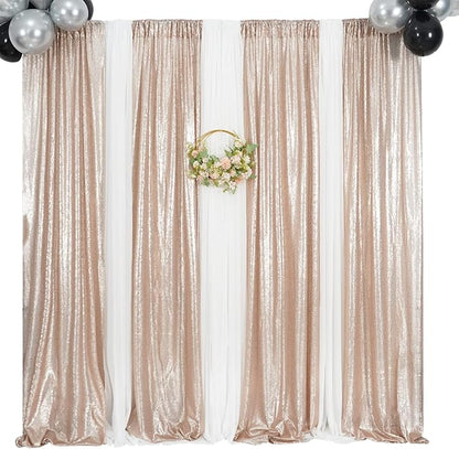 Poise3EHome Champagne Sequin Backdrop Curtains - Image 8