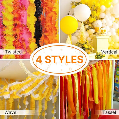 PartyWoo Yellow Pastel Orange Crepe Paper Streamers 6 Rolls 492 FT | Graduation - Image 5
