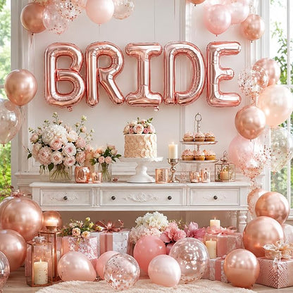 BRIDE Balloons Bachelorette Party Decorations, 16 Inch Rose Gold Bride Letter - Image 5