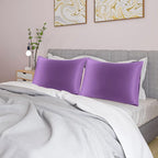 uxcell 2 Pack Silk Satin Pillowcase for Hair and Skin, Cool, Silky, Soft Breathable Pillow Cases Queen Size 20x30 Inch Sateen Pillowcase Purple with Envelope Closure