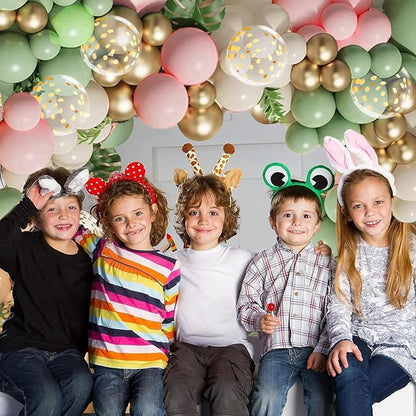 Sage Green Pink Gold Confetti Balloons Arch Kit, Party Decor | Olive green - Image 4