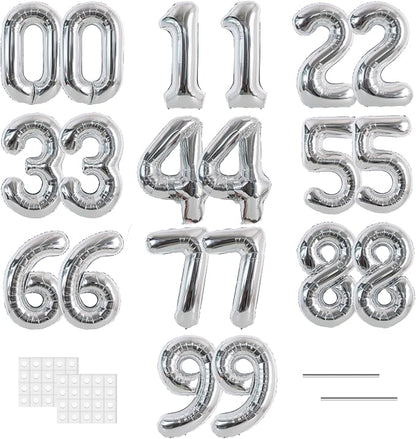 TONIFUL 20 Pcs Number Balloon 2 Set 16 Inch Silver 0-9 Numbers Balloons | Small by TONIFUL