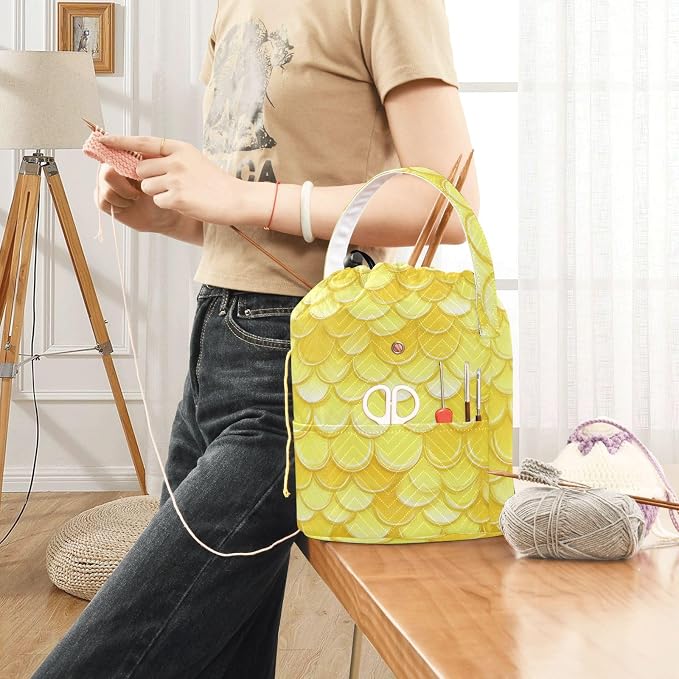 Yarn Bag Small Crochet Bag Drawstring Yarn Storage Organizer Knitting Project - Image 6