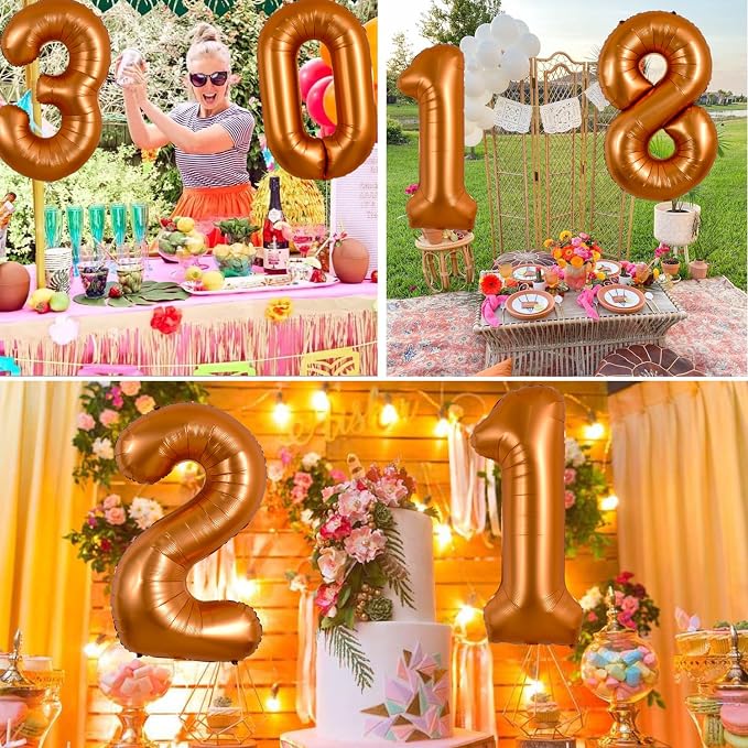 TONIFUL 40 Inch Orange Large Numbers Balloon 0-9 Birthday Party Decorations - Image 6