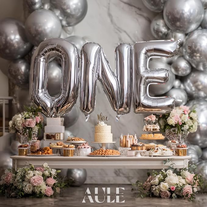 AULE 40 Inch Silver O Balloon Letter Foil A-Z Birthday Big Alphabet | Birthday - Image 4