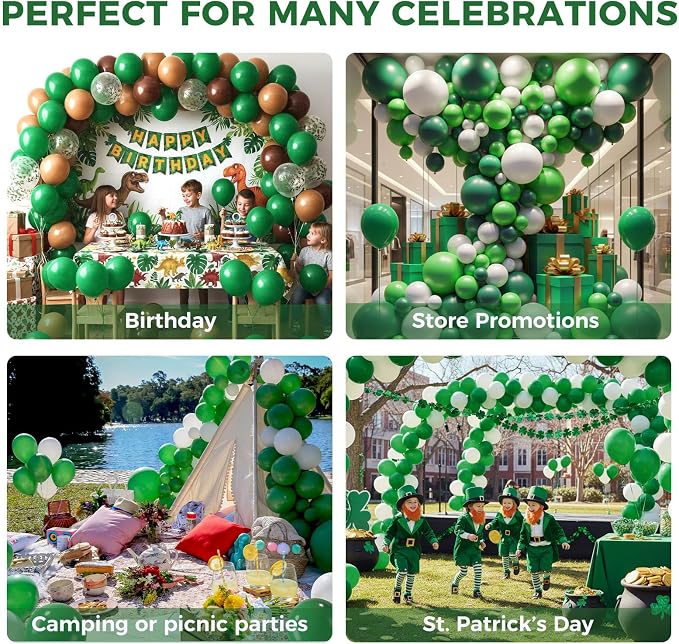 LOVESTOWN 110 PCS Dark Green Balloons, 12 Inch Bright Dark Green Latex | - Image 5