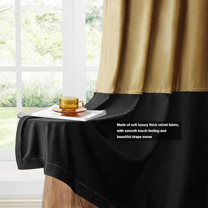 BULBUL Modern Gold Black Velvet Curtains Luxury 84 inch - Image 5