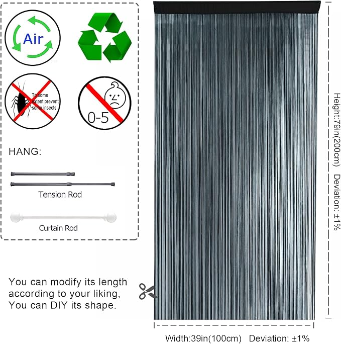 YIIBAII Door String Curtains Fringe Door Curtains - Image 5