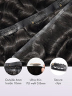 LUVME Hair Extensions Natural Black 30 Inch 135g 7pcs Real Human Hair Loose Deep Wavy Remy Clip in Human Hair Extensions Thick Hair