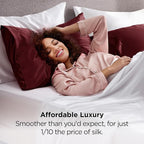 Bedsure King Size Satin Pillowcase Set of 2 - Valentine Pillow Cases for Hair and Skin with Envelope Closure, Similar to Silk Pillow Cases, Gifts for Women Men, Burgundy, 20x36 Inches, 2pcs