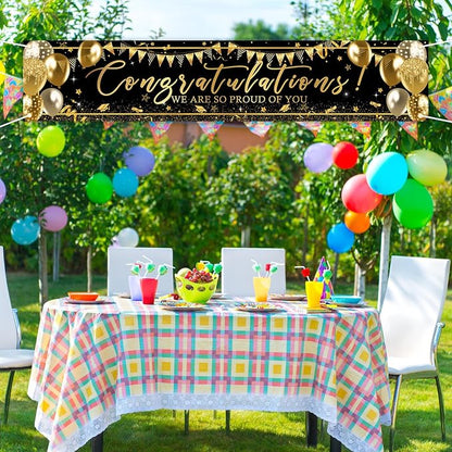 Graduation Decoration Banner Black and Gold Graduation 2026 Banner Sign Gold - Image 3