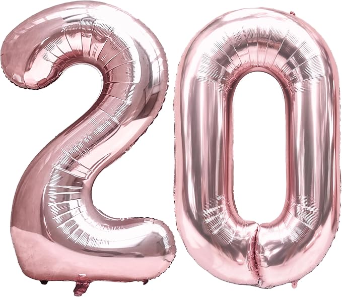 FIROMI 20 Foil Number Balloons Rose Gold 40-inch Big Mylar Balloon Numbers | by Firomi