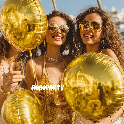 25Pcs Gold Round Shaped Foil Balloons 18 Inch Mylar Balloon | Helium - Image 2