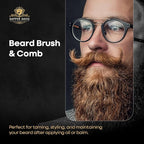 Wooden Beard Brush with Boar Bristles & Pear Wood Comb Set