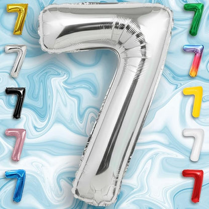 Silver Number Balloon 7 Mylar Foil Balloons 16 inch Small - Image 3