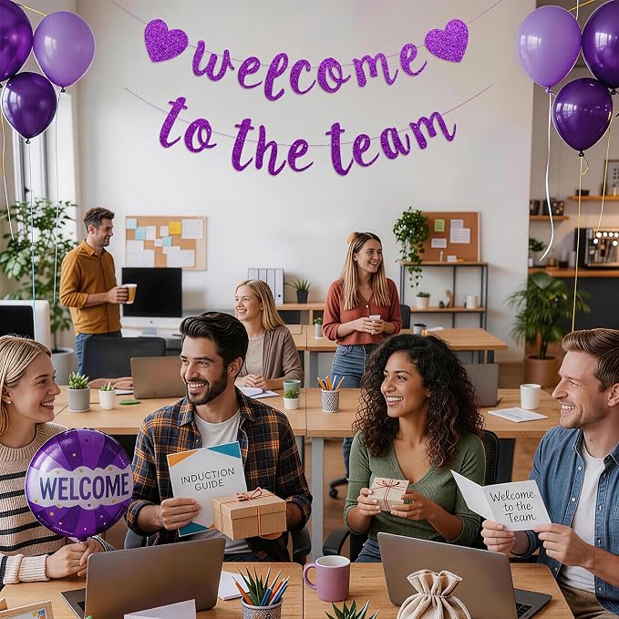 Welcome to the Team Banner Pre-Strung No DIY, Glitter New Employee Welcome - Image 5