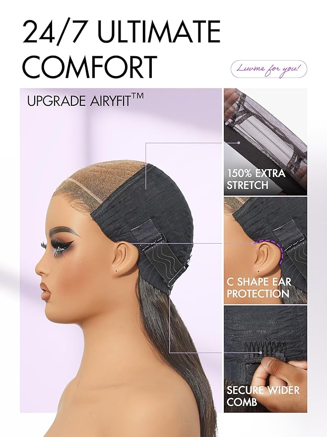 LUVME HAIR 7x6 HD Lace All-Day Comfort Wig 200% Density Hair PartingMax Lace Wigs Highlight Color Loose Body Wave Lace Front Wigs Human Hair Pre Cut Plucked Lace Frontal Glueless 20 Inches Mix Brown