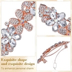 Joez Wonderful Rhinestone Hair Clip Sparkly Crystal Barrettes French Wedding Prom Engagement Pageant First Communion Hair Decorative Accessories for Women Bride Thick Long Hair (Flower White, 1 Pcs)